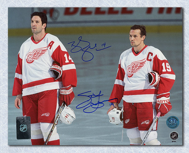 Steve Yzerman & Brendan Shanahan Detroit Red Wings Dual Signed 8x10 Photo | AJ Sports.