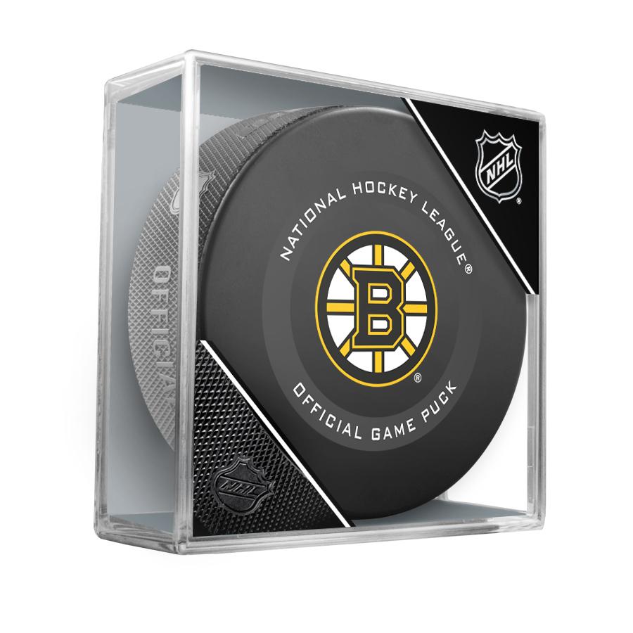 Boston Bruins Official NHL Game Model Puck In Display Case | AJ Sports.