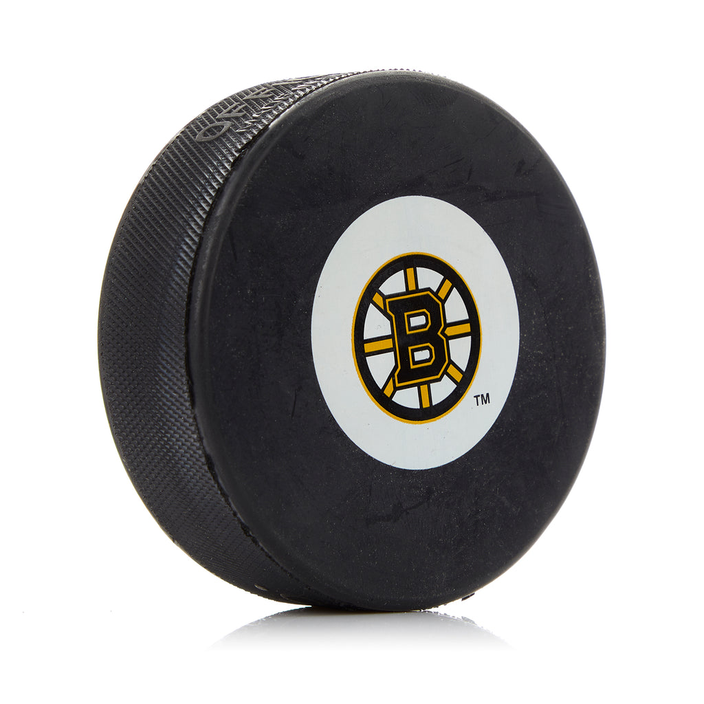 Boston Bruins Small Logo Souvenir Hockey Puck | AJ Sports.