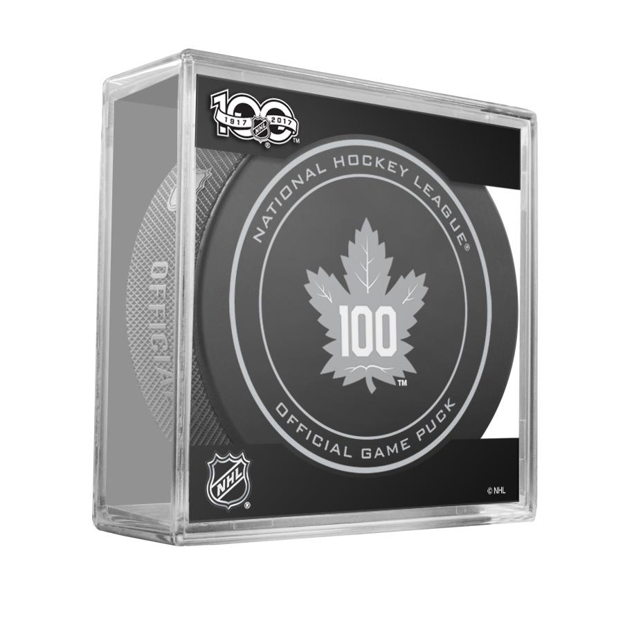 Toronto Maple Leafs 100th Anniversary Official Game Puck In Display Case | AJ Sports.