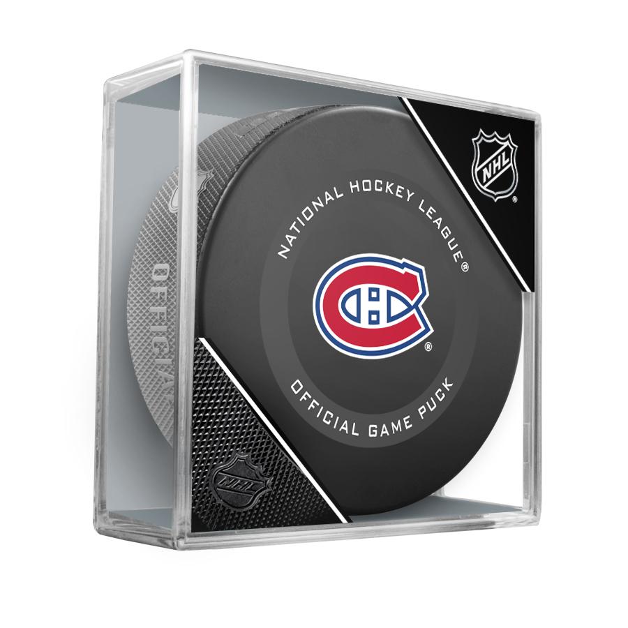 Montreal Canadiens Official NHL Game Model Puck In Display Case | AJ Sports.