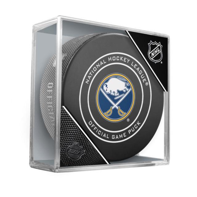 Buffalo Sabres Official NHL Game Model Puck In Display Case | AJ Sports.