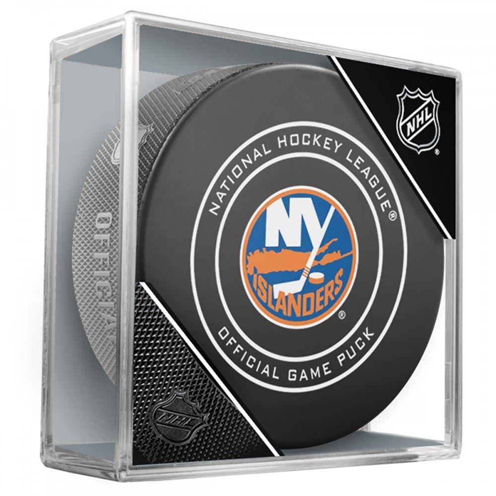 New York Islanders Official NHL Game Model Puck In Display Case | AJ Sports.