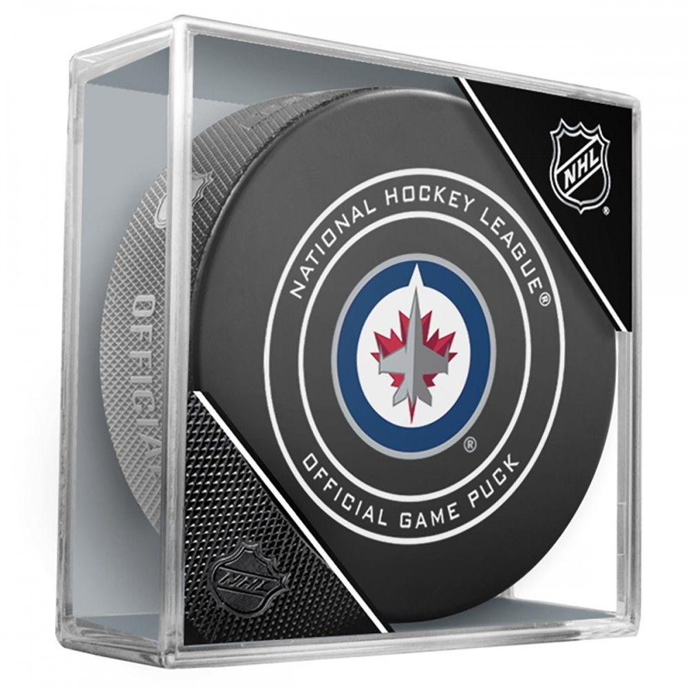 Winnipeg Jets Official NHL Game Model Puck In Display Case | AJ Sports.