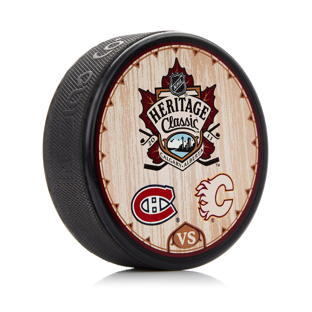 2011 Heritage Classic Calgary Faceoff Canadiens vs Flames Souvenir Hockey Puck | AJ Sports.
