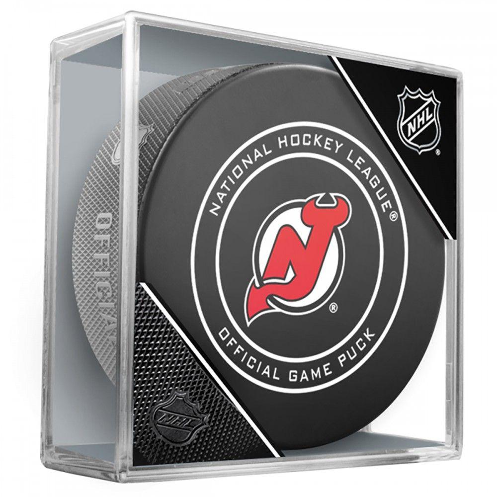 New Jersey Devils Official NHL Game Model Puck In Display Case | AJ Sports.