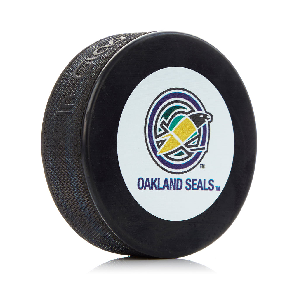 Oakland Seals Large Logo Autograph Model Souvenir Hockey Puck | AJ Sports.