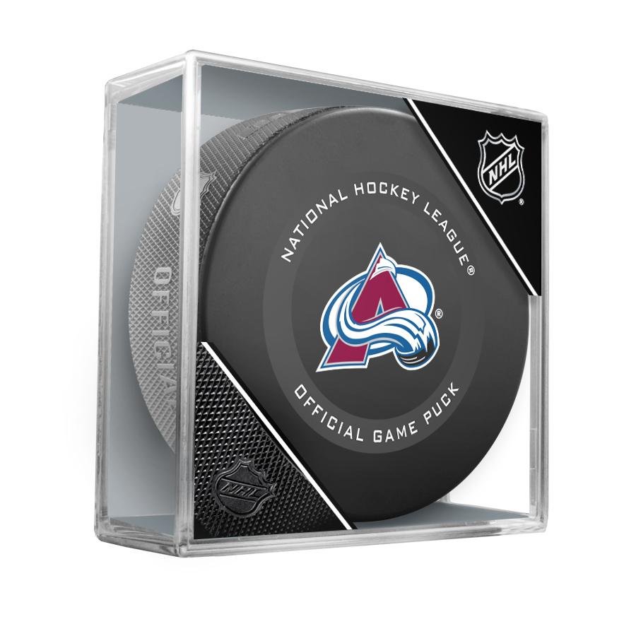 Colorado Avalanche Official NHL Game Model Puck In Display Case | AJ Sports.