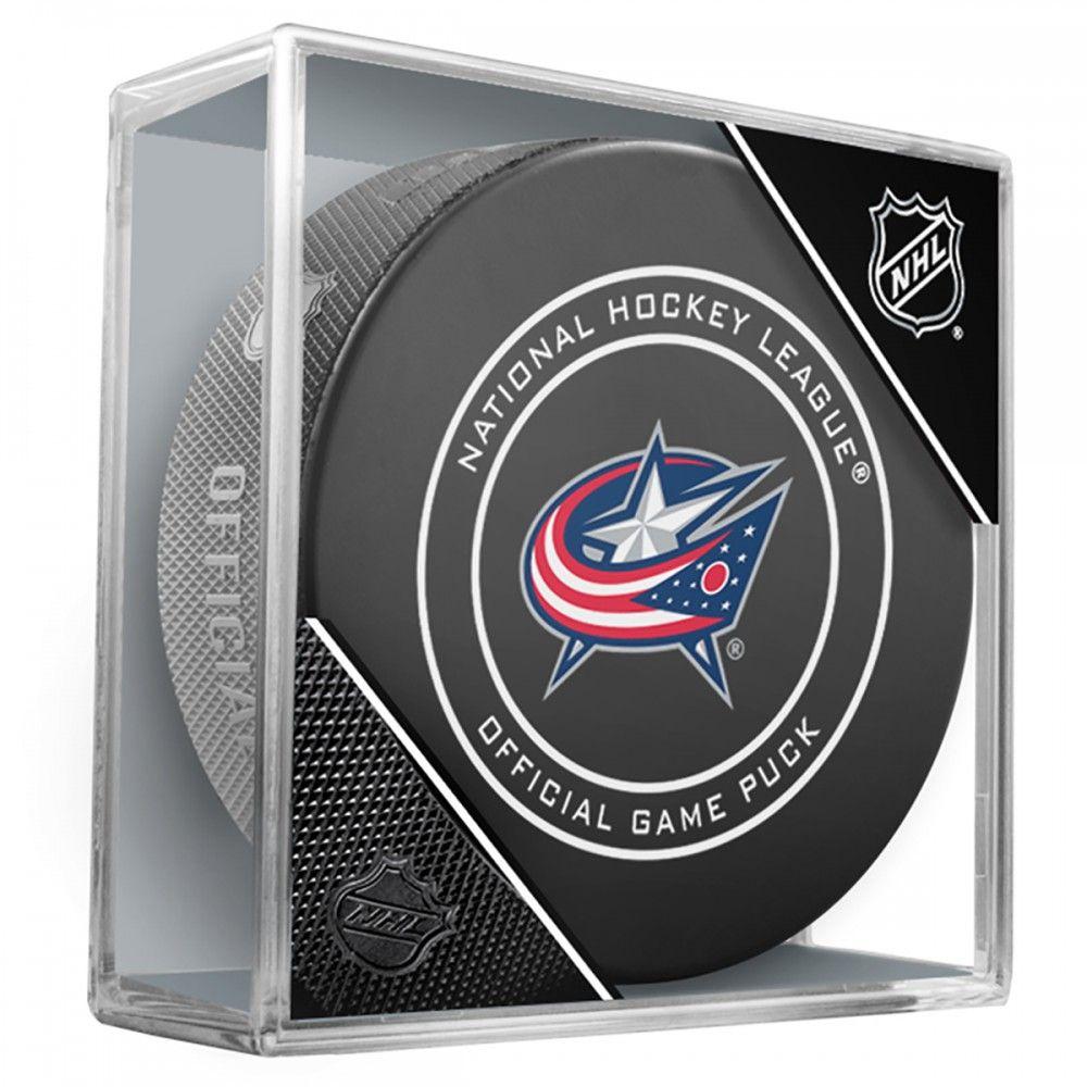 Columbus Blue Jackets Official NHL Game Model Puck In Display Case | AJ Sports.