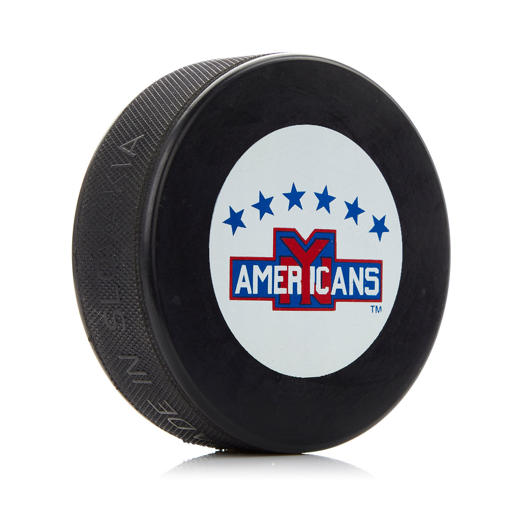 New York Americans Large Logo Autograph Model Souvenir Hockey Puck | AJ Sports.