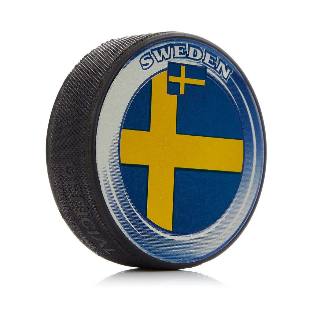 Sweden Flag Designed Souvenir Hockey Puck | AJ Sports.