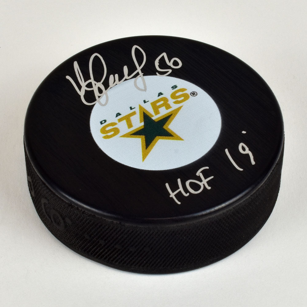 Sergei Zubov Dallas Stars Autographed Hockey Puck with HOF 19 | AJ Sports.